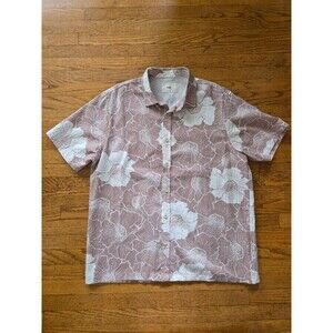 Folk Kingston Knit Short Sleeve Button Down Floral Shirt Size Large